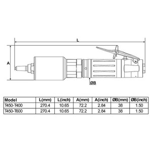 Perceuse pneumatique Desoutter, taraudeuse en ligne, 400 tr/min, 14 L/S, couple maximal de 11,1 Nm, entrée d'air 1/4 - Product Image 5