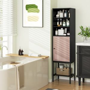 Mobiletto da Bagno Alto 57 Pollici con 1 Anta e 4 Ripiani, Unità di Stoccaggio Stretta - Product Image 2