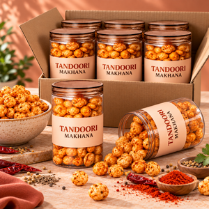 Makhana Tandoori, noix de renard grillées |   Collation saine croustillante et épicée |   Namkeen indien riche en fibres et en protéines |   Graines de lotus en gros - Product Image 2