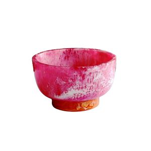 Bol en résine époxy fait main, rond, orange rose marbré, décoration artisanale pour la maison - Product Image 3