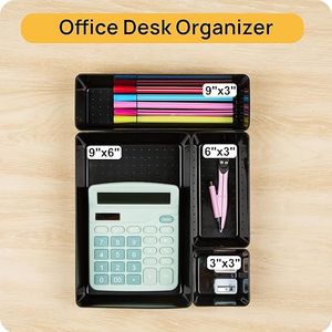 Set di 25 Organizzatori Versatili per Cassetti da Scrivania in Plastica, 4 Misure, Portaoggetti per Ufficio con Contenitori e Accessori - Product Image 5