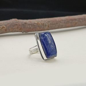 แหวนทำมือจากพลอยลาพิส ลาซูลีธรรมชาติ เงินแท้ 925 แหวนสำหรับทุกเพศ - Product Image 1
