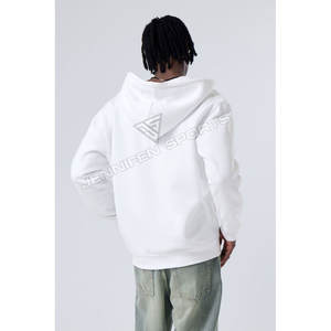 Sudadera con Capucha para Hombre, de Alta Calidad, 100% Algodón, Felpa, Casual, Transpirable, con Logotipo Personalizado, Gruesa, Blanca, con Cierre, para Invierno - Product Image 5