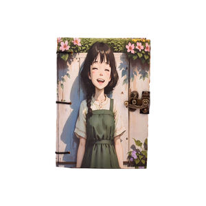 Vintage Handmade Anime Girl Journal <b>Leather</b> Lock Diary | Deckle Edge Paper Scrapbook Notebook Gift Journal for Daily Writing - Product Image 4