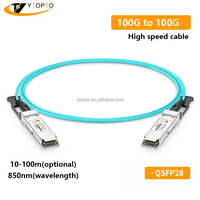 Cable AOC OM3 QSFP28 de 100G y 850nm de YTOPTO, Compatible con Mellanox/Nvidia/MikrotIK, 1~99m, para Computación IA, HPC, Centros de Datos y DCI, 3 Años de Garantía