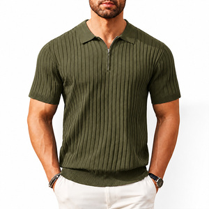 Camiseta de Manga Corta Tejida Personalizada OEM para Hombre, Transpirable, con Cierre de Cremallera, Casual, Acanalada, al por Mayor, Unisex para Adultos - Product Image 6