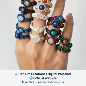 Lot de bagues en macramé faites à la main - Bijoux bohèmes de fiançailles en pierres précieuses naturelles certifiées IGI - Fournisseur en gros Inde |   Mangalmay - Product Image 2
