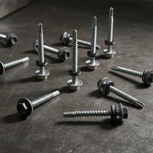 Hex Head Self Drilling <b>Screw</b> with Bonded EPDM Washer Carbon Steel Coarse Thread <b>Galvanized</b> Zinc Plated Class 4.8/6.8 Inch - Product Image 1