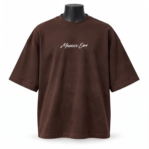 Camiseta lisa de color marrón oscuro, estilo espresso, de alta calidad, para bordado personalizado, OEM, ropa urbana, moda masculina, fabricación al por mayor. - Product Image 1