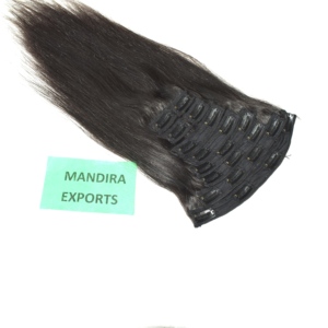Extensions de cheveux naturels bruts Remy indiens non traités, à clipser, lisses, cuticules alignées, haute qualité, couleur noire, 100g - Product Image 5