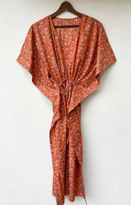 Nuevo Kaftán con Estampado Animal, Cuello en V, Cierre con Cordón, Corte Evase, de Algodón Suave Indio, con Encaje, Largo Completo, para Playa, para Mujer - Product Image 2