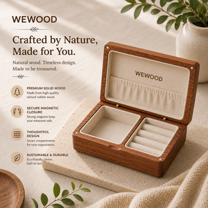 Boîte à bijoux en bois massif sur mesure avec doublure en velours doux - Product Image 2