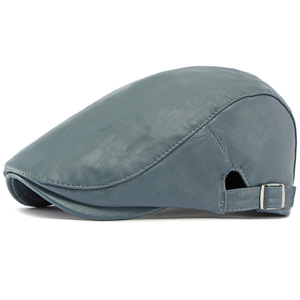 Gorra Plana Transpirable de Cuero PU Rojo, Ajustable, Unisex, Estilo Europeo, Informal, para Exteriores, para Adultos, para Usar en Primavera y Otoño - Product Image 3