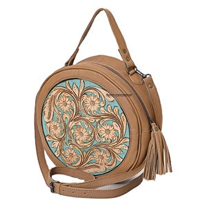 Bolso bandolera de cuero de alta calidad, bolso Floral a mano, bolso occidental de vaquera, tallado de pelo de piel de vaca en bolso bandolera de cuero - Product Image 1