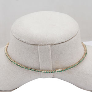 Collar de Cadena Tipo Tenis de 17 Pulgadas con Esmeralda Natural en Oro Amarillo de 14k, Joyería Fina al por Mayor - Product Image 5