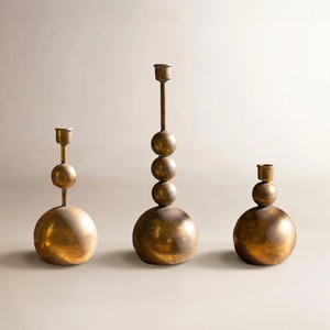 Decorative Antique <b>Brass</b> <b>Candlestick</b> <b>Holder</b> Set with Sphere Design for Home Decoration Durable Metal Stand for Home Decoration - Product Image 4