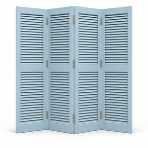 Volets en bois massif bleu clair avec rail central, finition peinte traditionnelle pour fenêtres de maison - Product Image 4