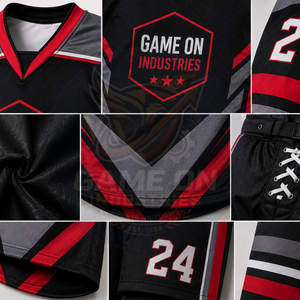 Black Red Color Professional Sublimated Jersey with Protective Hockey Pants Team Performance Sportswear Ice Hockey Uniform - Product Image 5