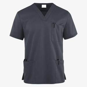 New Arrival Men Medical <b>Scrub</b> <b>Top</b> Soft Spandex Worsted Fabric Needle Detection V Neck Short Sleeve <b>Scrub</b> Hospital Uniform - Product Image 6