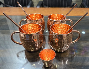 Copper Moscow mule <b>mug</b> with handmade quality and wide opening perfect for serving lime <b>infused</b> drinks or spritzers - Product Image 1