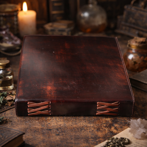 Diario de Cuero con Grabado de Serpiente Hecho a Mano, 7 Piedras de Chakra - Grimoire Vintage en Blanco, Cuaderno Metafísico, Papel con Borde Irregular para Regalo - Product Image 3