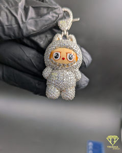 จี้กระต่ายการ์ตูนแบบ Iced Out เงินแท้ 925 ฮิปฮอป เพชร VVS สร้างในห้องปฏิบัติการ เครื่องประดับสั่งทำพิเศษ - Product Image 2