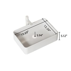 Lavabo in Ceramica Bianco Rettangolare a Strisce 20 Pollici Senza Rubinetto o Mobiletto NO NO NO! - Product Image 6
