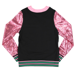 AKA <b>Sequin</b> Cardigan Black Pink Sorority Button Up Sweater Glitter Sleeve Fashion <b>Jacket</b> Women Stylish Trendy Outfit - Product Image 2