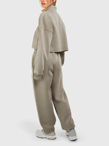 Conjunto Deportivo Casual de 2 Piezas para Mujer, Sudadera Oversize con Cuello Alto y Cremallera, Pantalones Deportivos Anchos con Logotipo Personalizado - Product Image 2