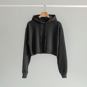 เสื้อฮู้ดครอปท็อปสำหรับผู้หญิง ผ้าโพลีเอสเตอร์/ไนลอน ขนฟลีซ ทรงยาว สไตล์ลำลอง สตรีทแวร์ แจ็คเก็ตมีฮู้ด ลายดิจิทัล - Product Image 5