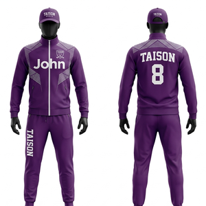 Mens Field Hockey Track Suit 290 GSM Poly Cotton Blend Fleece Purple Angular Panel Training Set Full Zip <b>Screen</b> Print Logo - Product Image 4