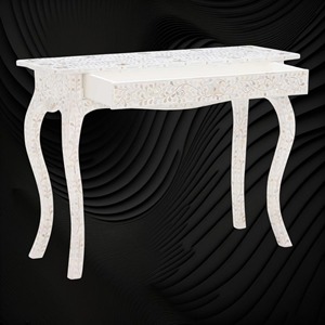 Table console élégante en bois et nacre avec détails artisanaux complexes et design d'appoint haut de gamme pour la maison - Product Image 1