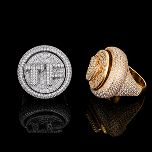 New Arrival Letter Hip Hop Man's Made <b>Ring</b> Moissanite Diamond Custom New Design Gold Plated Full <b>Iced</b> Beautiful Unisex <b>Ring</b> - Product Image 5
