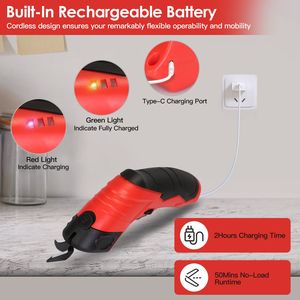 กรรไกรไฟฟ้าไร้สายพร้อมแบตเตอรี่แบบชาร์จได้ 10000RPM เครื่องตัดผ้า 2 ใบมีดเปลี่ยนได้ เครื่องตัดอัตโนมัติ - Product Image 4