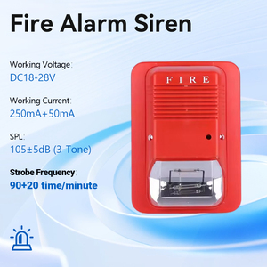 Sirène incendie DC18-28V couleur <span class=keywords><strong>rouge</strong></span> alarme sondeur haut-parleur Led alarme incendie détecteur <span class=keywords><strong>de</strong></span> fumée sirène stroboscopique pour incendie avec Tube xénon - Product Image 2