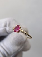 Bague de mariage unisexe vintage de luxe en argent sterling 925 plaqué or rhodié 14 carats avec rubis rose naturel taille ovale certifié IGI
