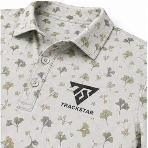 Trackstar Men's <b>Cream</b> Olive Leaf Print Polo <b>Shirt</b> Short Sleeve Button Collar Casual Golf <b>Shirt</b> Custom Logo - Product Image 6