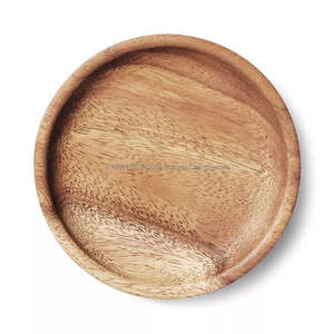 Placas de madera de acacia maciza pulida de alta calidad, el mejor embalaje para uso doméstico, patrón redondo grabado, vajilla de cargador al por mayor - Product Image 3
