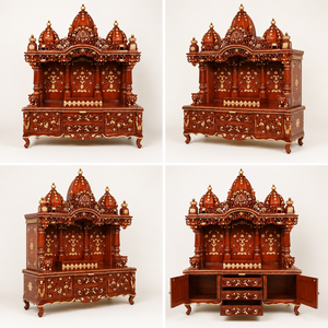 Large Size Hand Crafted Wooden Temple for Home Hindu Teak Wood High Carved Mandir for Home Premium Quality Teak Wood Temple - Product Image 5