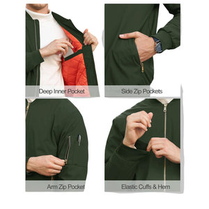 <b>Jacket</b> For <b>Men</b> <b>Men's</b> <b>Jackets</b> Closure Style Bomber <b>Jacket</b> For <b>Men's</b> OEM Custom Logo Logo Front Zipper <b>Long</b> Sleeves Elastic Cuffs - Product Image 6