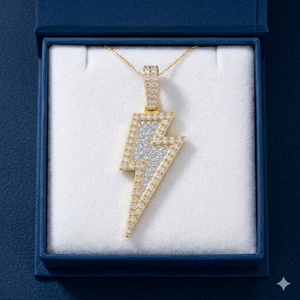 Bijoux pour enfants en argent 925, style hip-hop, minimalistes, personnalisés, pendentifs célestes en forme de foudre, plaqués or, avec diamants de laboratoire. - Product Image 4