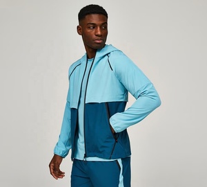 Chaqueta Cortavientos Deportiva para Hombre, con Capucha y Bloques de Color, Cuello Alto, Secado Rápido, Transpirable e Impermeable, para Deportes al Aire Libre - Product Image 4