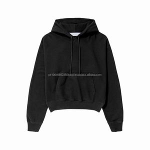 Sweat à capuche court pour hommes avec logo personnalisé sweats à capuche streetwear qualité de luxe pull vierge sweats à capuche courts surdimensionnés pour hommes - Product Image 5
