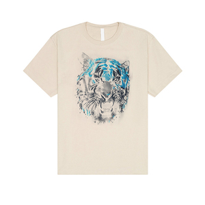 T-shirt à manches courtes pour homme avec motif tigre, coupe classique, col rond, décontracté, en mélange de coton - Product Image 1