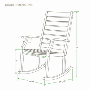 Silla mecedora Cambridge Casual Logan con estructura de madera de teca natural y asiento de listones con acabado de madera natural para uso en exteriores. - Product Image 6