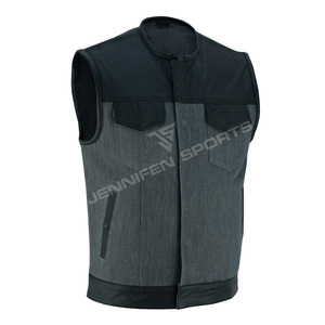 Nuevo Chaleco de Motociclista de Cuero Vacuno Genuino y Mezclilla de Color Personalizado a la Moda para Hombre, Talla Grande, Chaleco de Cuero sin Mangas para Verano - Product Image 2
