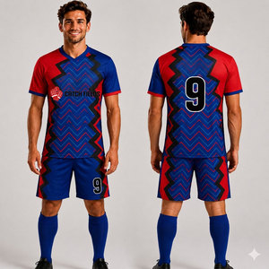 เสื้อฟุตบอลทีมชายคุณภาพดีที่สุดแบบสั่งทำพิเศษ แห้งเร็ว พิมพ์ลายด้วยความร้อน ผลิตจากโพลีเอสเตอร์ 100% เป็นมิตรกับสิ่งแวดล้อม - Product Image 1