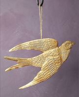 Ornement mural en métal fait main en forme d'oiseau, finition dorée, décoration intérieure, décoration de sapin de Noël