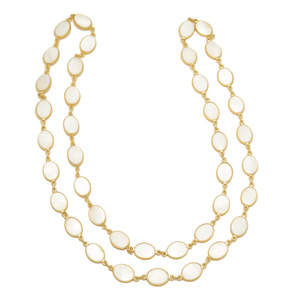 Collar de Perlas de Concha de Nácar con Forma Hexagonal de 32 Pulgadas de Largo, Chapado en Oro de 24K, Estilo Vintage, con Cuentas, Regalo Cristiano Bohemio - Product Image 1