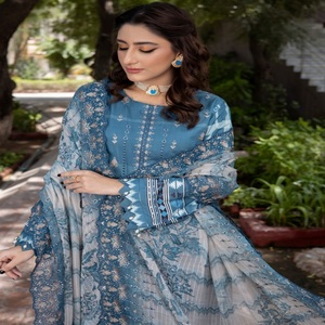 Trajes Anarkali indios paquistaníes bordados de lujo para mujer venta completa colección Dr Haris viscosa de boda con descuento - Product Image 4